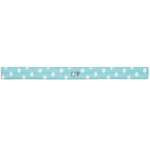 Polka Dot Patterned Retro Cool Monogram Turquoise Elastic Hair Tie