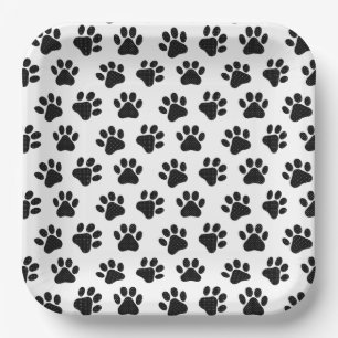 Polka Dot Paw Prints  Paper Plates