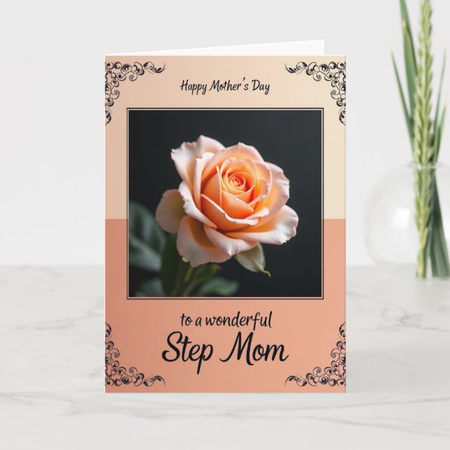 Polka Dot Peach Rose Art Card (Front)