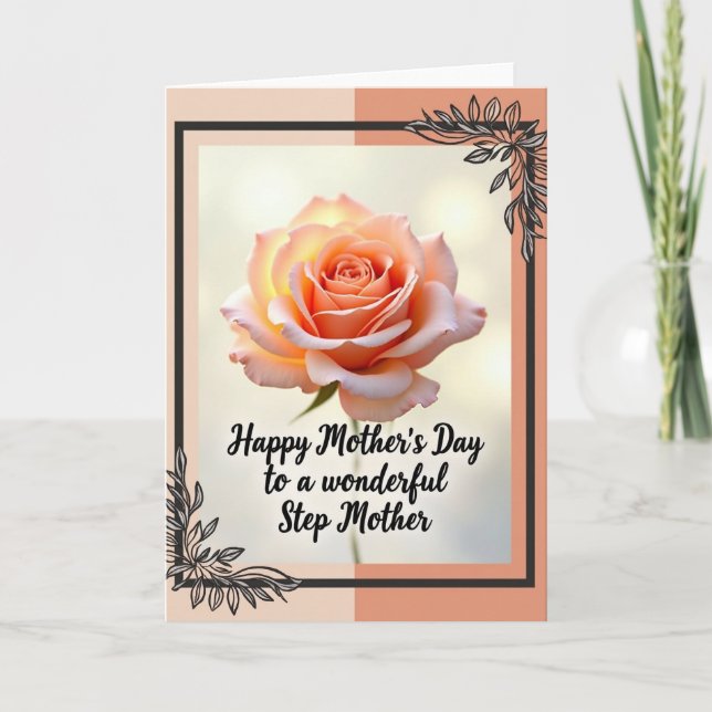 Polka Dot Peach Rose Bloom Card (Front)