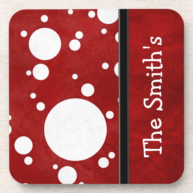 POLKA DOT PERSONALIZED CORK COASTERS TEMPLATE (Front)
