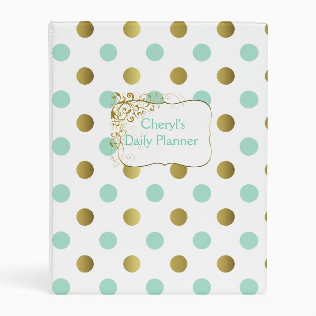Polka Dot Personalized Daily Planner Binder (Front)