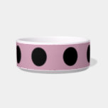 Polka Dot Pet Bowl (Pink & Black)<br><div class="desc">Vintage polka dots...  for those who love to live a retro lifestyle... 

Light pink background with black polka dots... 

Great little gift idea...  for birthdays,  celebrations,  holidays and more...  or add some vintage charm to your own home... </div>