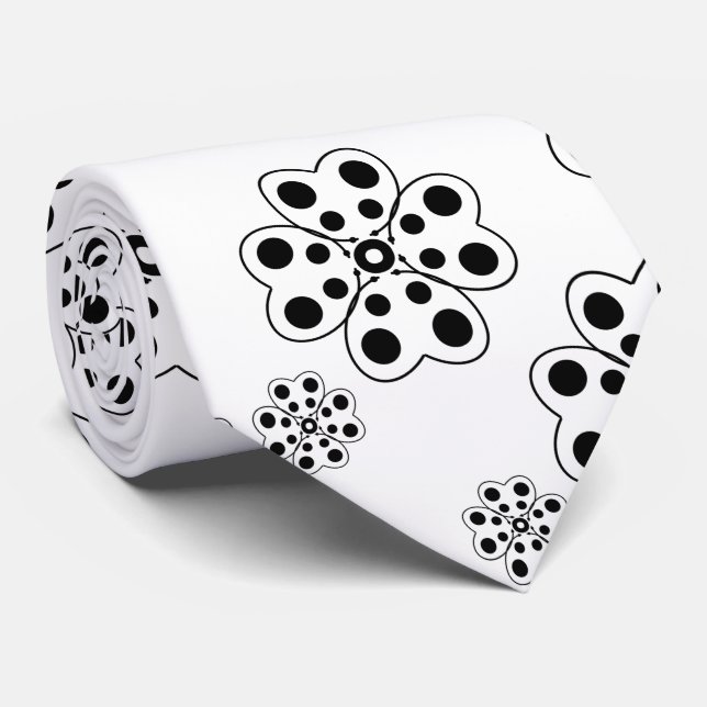 Polka Dot Petals Pattern  Neck Tie (Rolled)