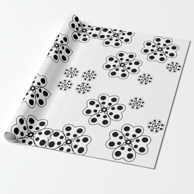 Polka Dot Petals Pattern  Wrapping Paper (Unrolled)