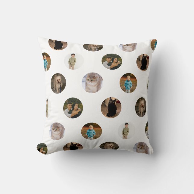 Polka Dot Photo Collage Pillow (Front)