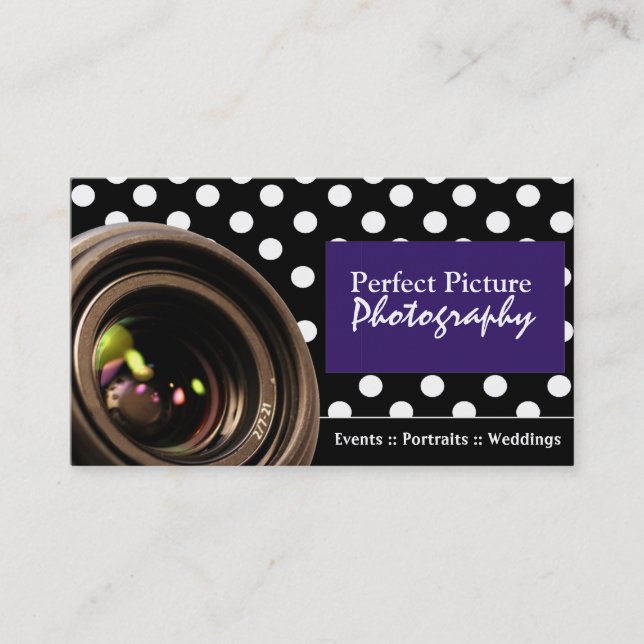 Polka dot photography business cards (Front)