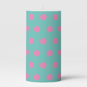 Polka Dot Pillar Candle (Aqua & Pink)