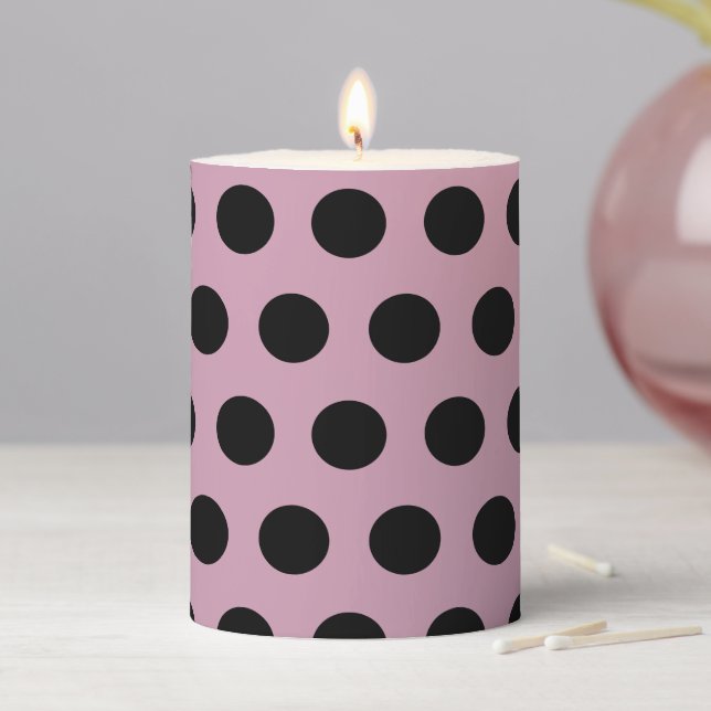 Polka Dot Pillar Candle (Pink & Black) (In Situ)