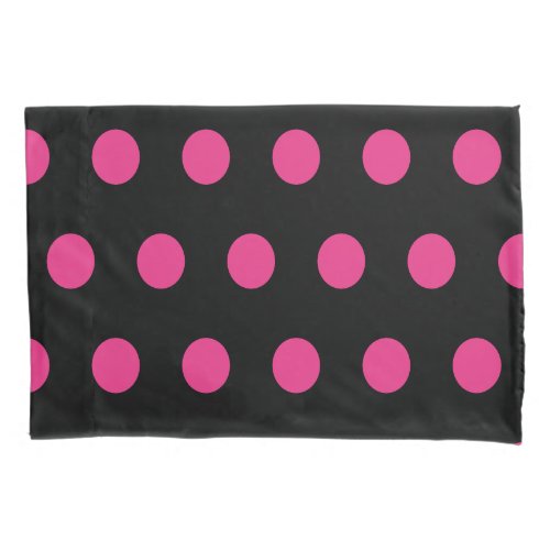 Polka Dot Pillowcase Black  Neon Pink