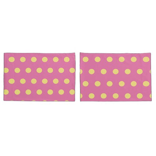 Polka Dot Pillowcases Pink  Soft Yellow