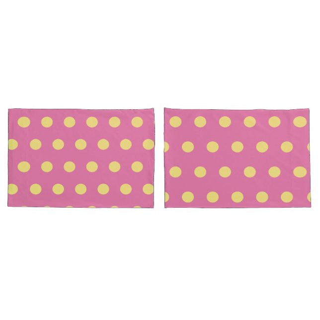 Polka Dot Pillowcases (Pink & Soft Yellow) (Back-Set)