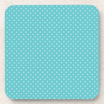 Polka Dot Pin Dots Girly Chic Blue Pattern Drink Coaster by iBella at Zazzle