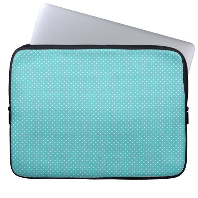 Polka dot pin dots girly chic blue pattern laptop sleeve (Front)
