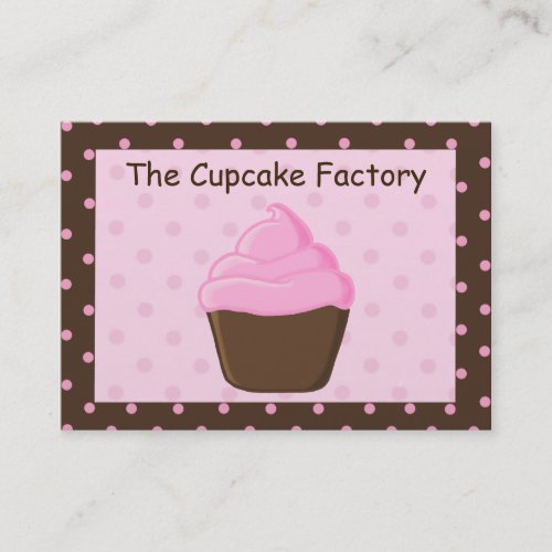 Polka Dot Pink and Brown Cupcake Business Cards