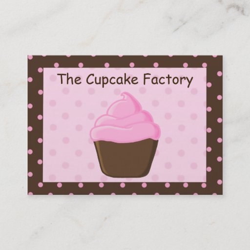 Customizable Polka Dot Pink and Brown Cupcake Business Cards