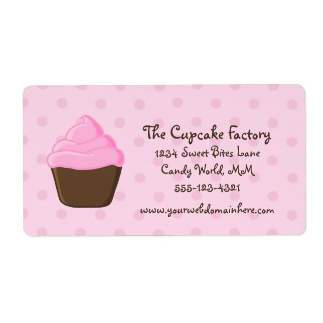 Polka Dot Pink and Brown Cupcake Label (Front)