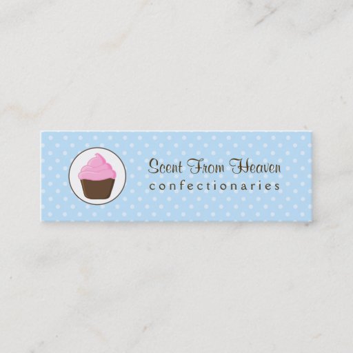 Customizable Polka Dot Pink and Brown Cupcake Business Cards
