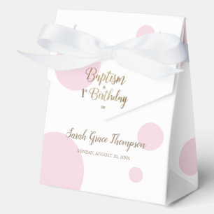Polka dot Pink Baptism and 1st Birthday Custom Favor Boxes