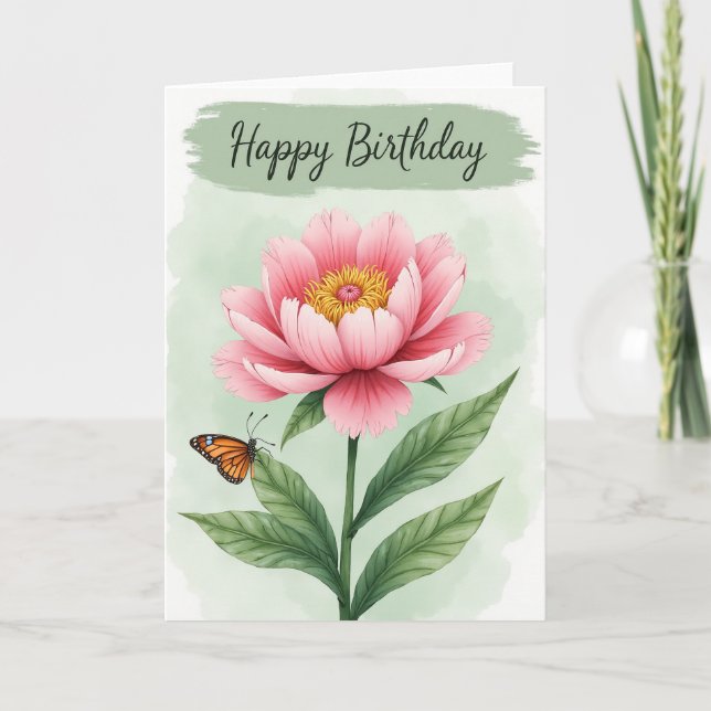 Polka Dot Pink Bloom Insect Card (Front)
