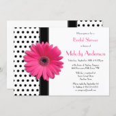 Polka Dot Pink Daisy Bridal Shower Invitation (Front/Back)