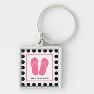 Polka Dot & Pink Flip Flops Keychain