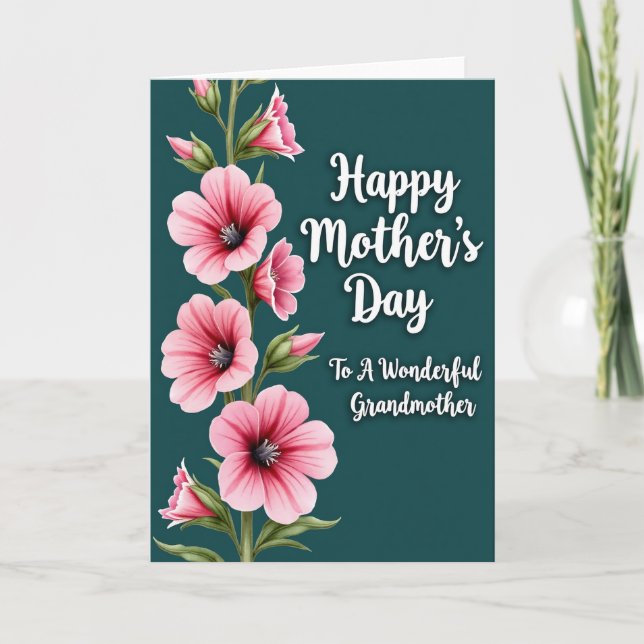 Polka Dot Pink Floral Love Card (Front)