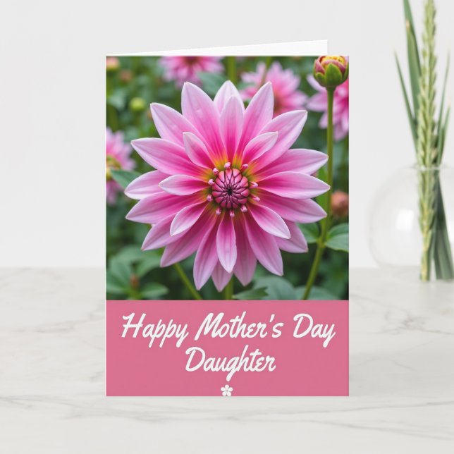 Polka Dot Pink Flower Card (Front)