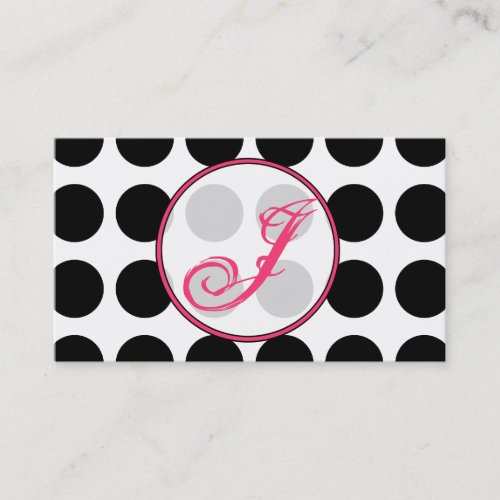 Polka Dot  Pink  Monogram Fashion Business Card