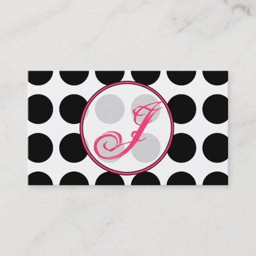 Customizable Polka Dot / Pink  Monogram Fashion Business Card
