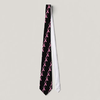Polka Dot Pink Ribbon Breast Cancer Neck Tie
