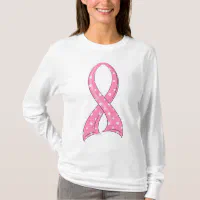 Polka Dot Pink Ribbon Breast Cancer T-Shirt