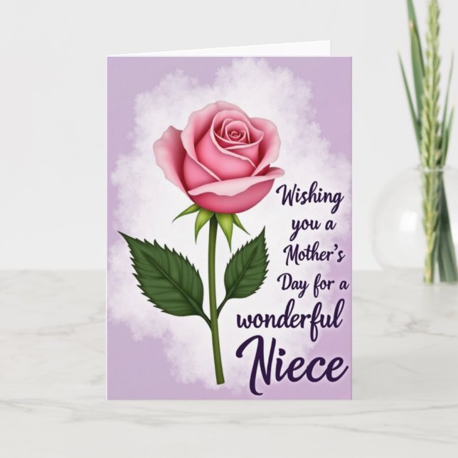 Polka Dot Pink Rose Card (Front)