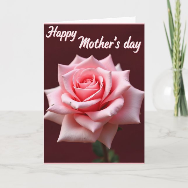 Polka Dot Pink Rose Greeting Card (Front)