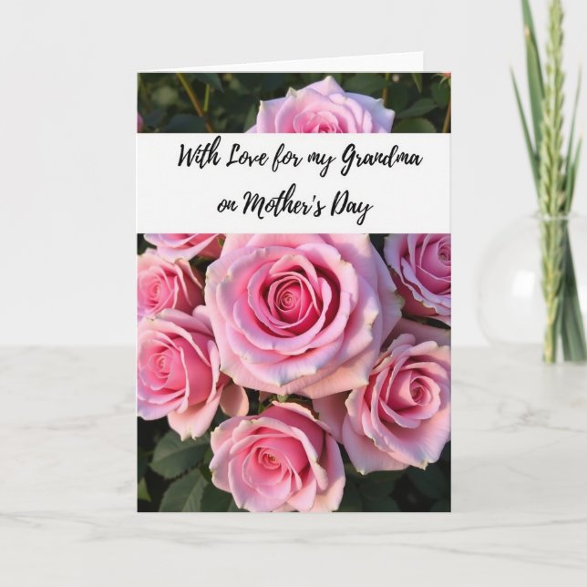 Polka Dot Pink Rose Message Card (Front)