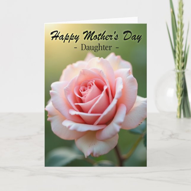Polka Dot Pink Rose Mothers Day Card (Front)