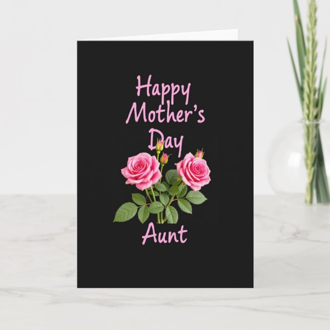 Polka Dot Pink Roses Card (Front)