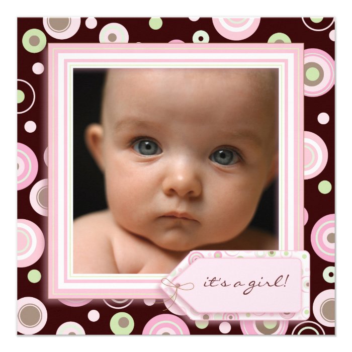 Polka Dot Pink Sweet Baby Girl Birth Announcement