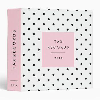 Polka Dot Pink Tax Records 3 Ring Binder by FINEandDANDY at Zazzle