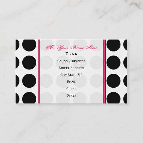 Polka Dot  Pink Teacher Fashion Business Card