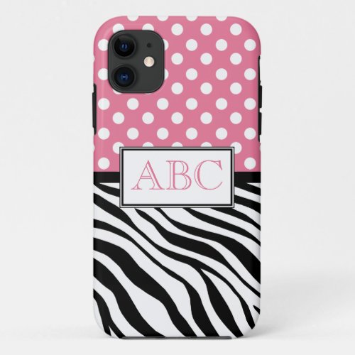 Polka Dot Pink  Zebra Print iPhone 5 Case