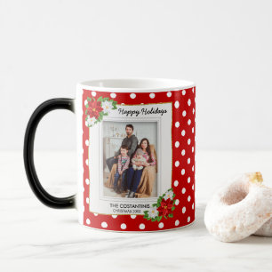Polka Dot Poinsettia Photo Christmas Coffee Mug