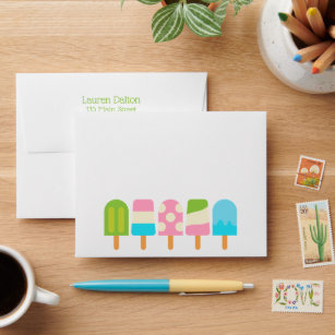 Polka Dot Popsicle Personalized Envelopes