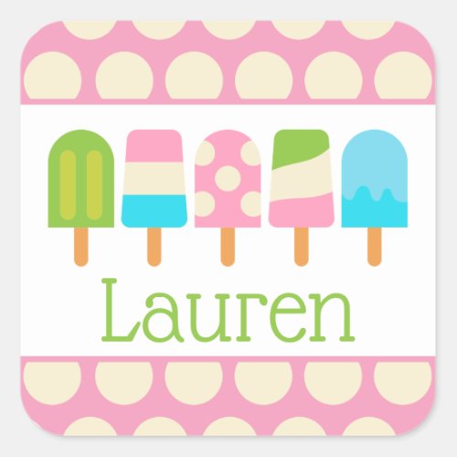 Polka Dot Popsicle Personalized Stickers