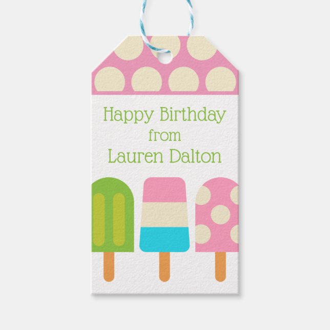 Polka Dot Popsicles Personalized Gift Tags (Front)