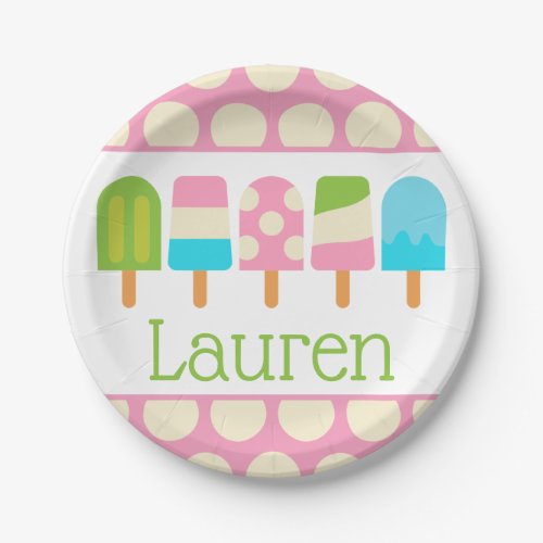 Polka Dot Popsicles Personalized Party Plates
