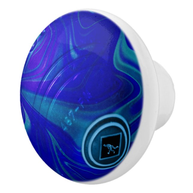 Polka Dot Precision: The Blue Lawn Bowl Ceramic Knob (Right)