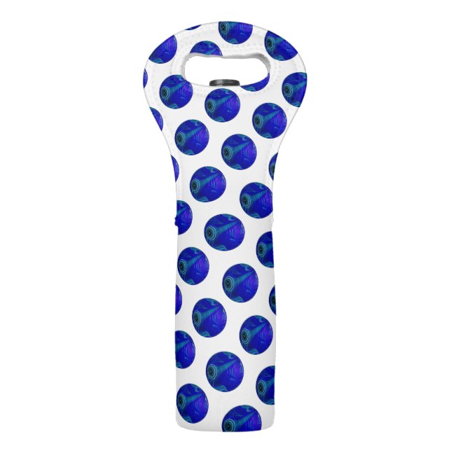 Polka Dot Precision: The Blue Lawn Bowl Wine Bag (Front)