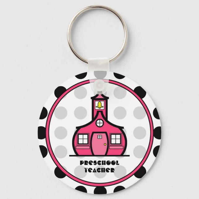 Polka Dot Preschool Teacher Keychain (Front)