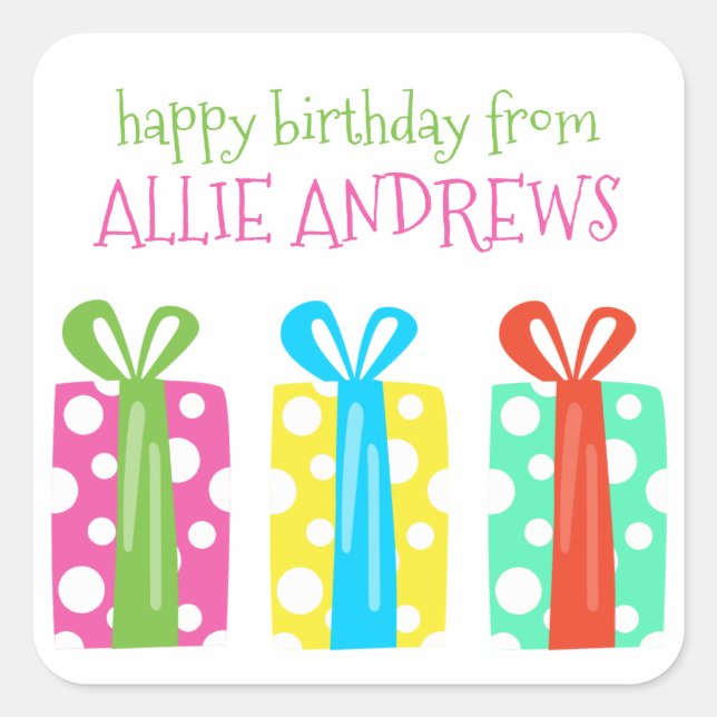 Polka Dot Presents Birthday Gift Stickers (Front)